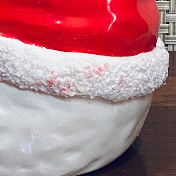 🎄🌟2xHP🌟VTG Set of 2 Ceramic Glazed & Glittered Santa Claus Pillar Holders - Picture 9 of 9